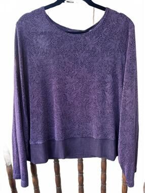 Coldwater Creek Travel Knit Jacquard Sweater 1X Purple